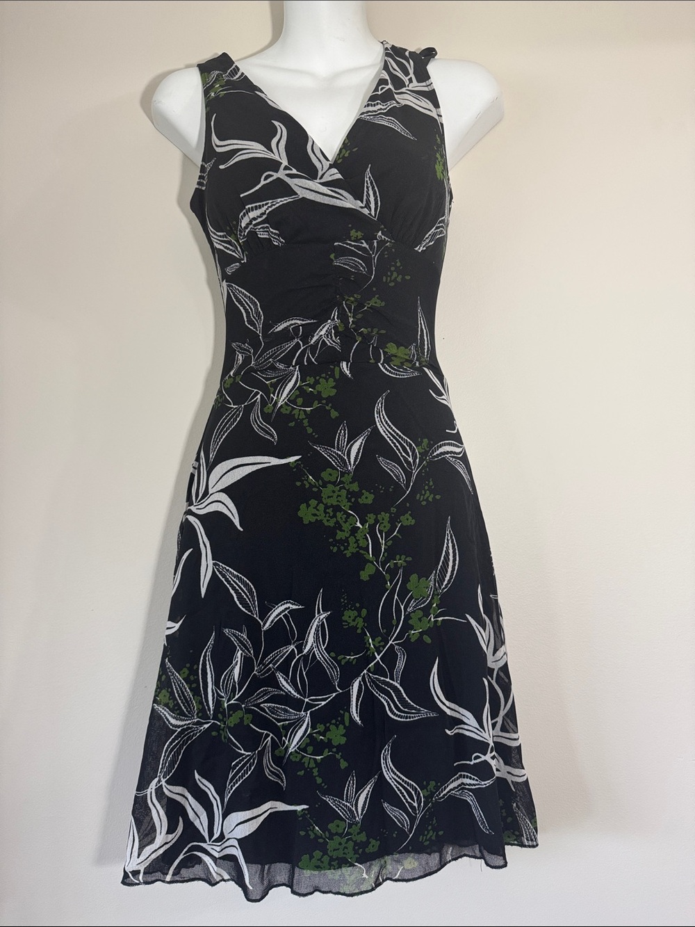 Le Chateau Whimsy Y2K Floral Black, White & Green Dress